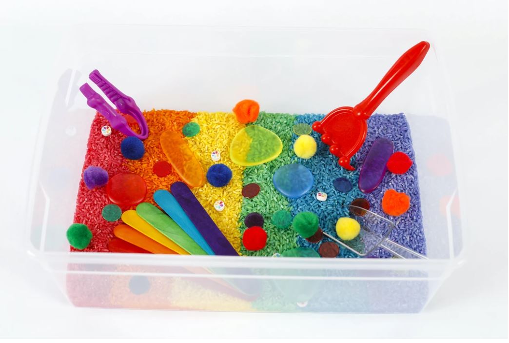 Rainbow Pom Poms ➖Subtraction Sensory Bin