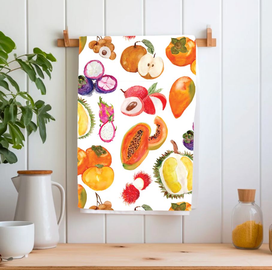 Asian Fruits Tea Towel