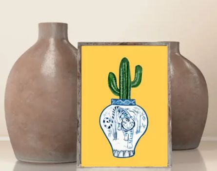 Zodiac Plant Print- Tiger Saguaro Cactus