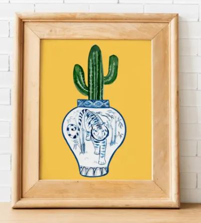 Zodiac Plant Print- Tiger Saguaro Cactus