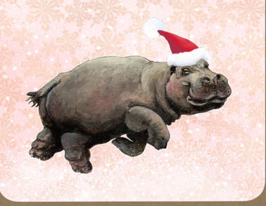 HOLIDAY-Dancing Hippo- Greeting Card